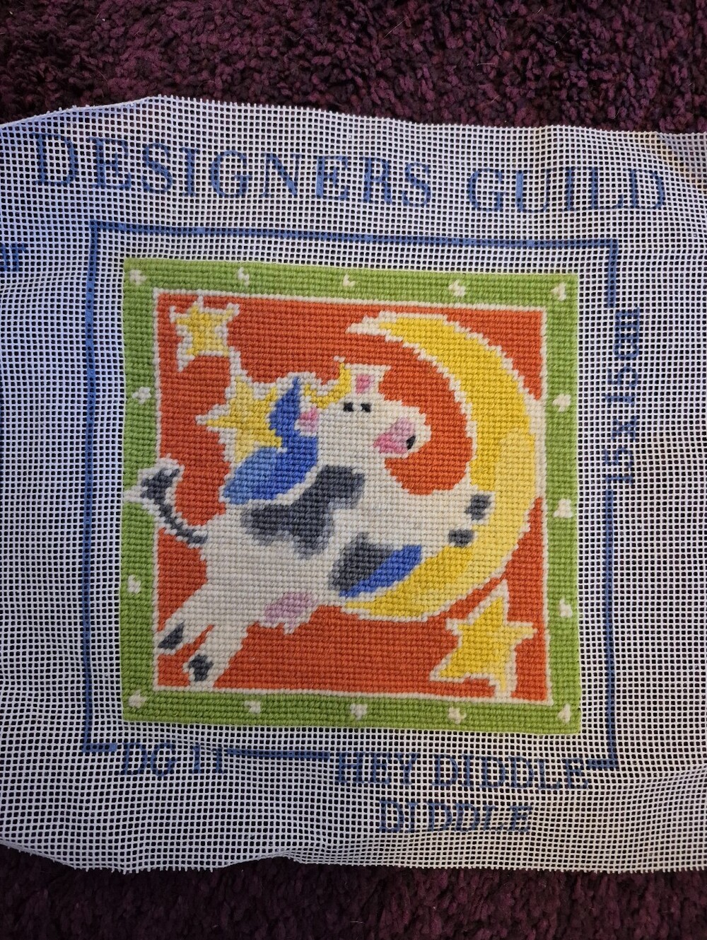 Hey Diddle Diddle Completed Needlepoint